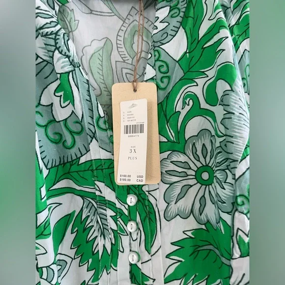 Anthropologie Green Floral Long Sleeve Dress - Picture 6 of 7